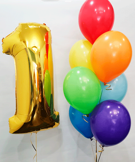 №20.4-3 Воздушные шары на день рождения 1900р. Цифра любая, цвет шаров любой