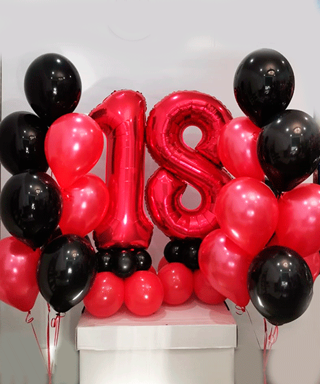 №17.114 Шары на 18 лет 4400 руб.: две цифры и 16 шаров. Цифры и цвет шаров любой